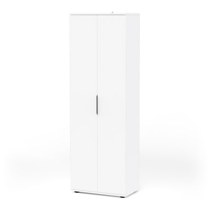 Universal Multi-Use Matt White Tall 2 Door Broom Utility Cupboard - FurniComp