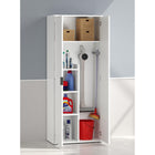 Universal Multi-Use White Gloss Tall 2 Door Broom Utility Cupboard - FurniComp