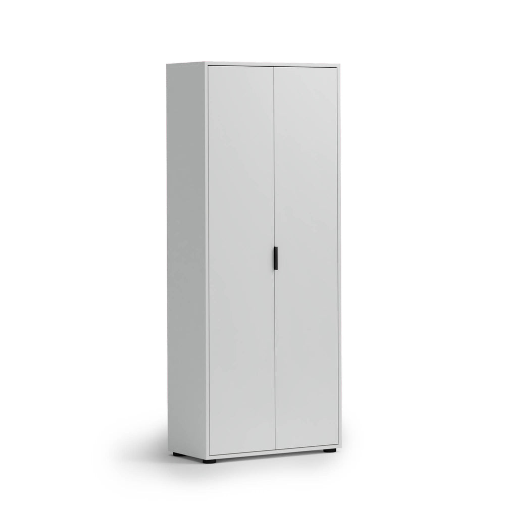 Universal Multi-Use White Gloss Tall 2 Door Storage Utility Cupboard Cabinet - FurniComp