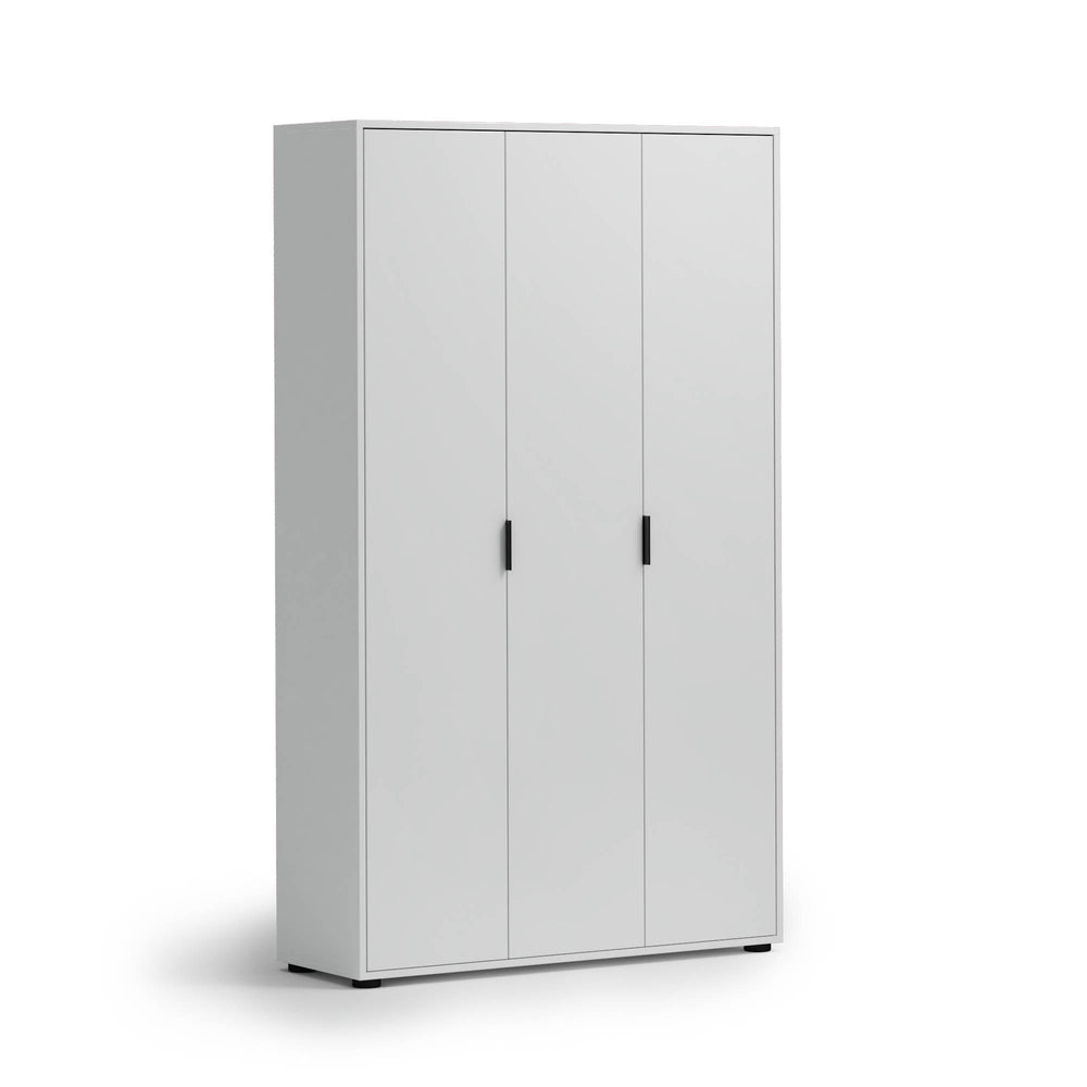 Universal Multi-Use White Gloss Tall 3 Door Storage Utility Cupboard Cabinet - FurniComp