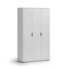 Universal Multi-Use White Gloss Tall 3 Door Storage Utility Cupboard Cabinet - FurniComp