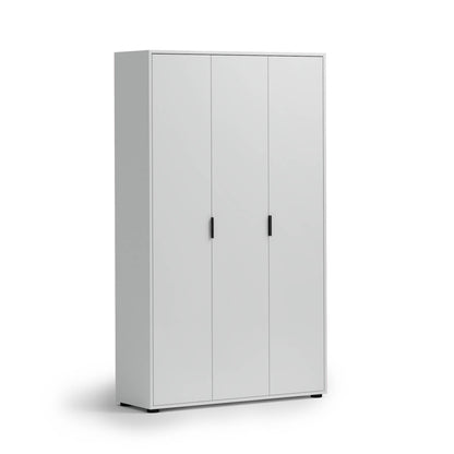 Universal Multi-Use White Gloss Tall 3 Door Storage Utility Cupboard Cabinet - FurniComp