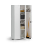 Universal Multi-Use White Gloss Tall 3 Door Storage Utility Cupboard Cabinet - FurniComp