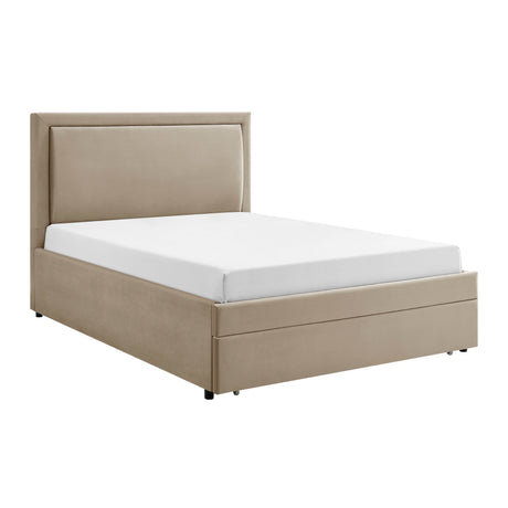 Parker Taupe Fabric Storage Bed Frame - FurniComp