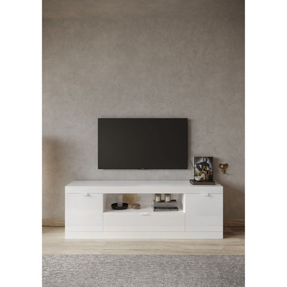 Valencia 2 Door 1 Drawer 180cm White Gloss TV Stand - FurniComp