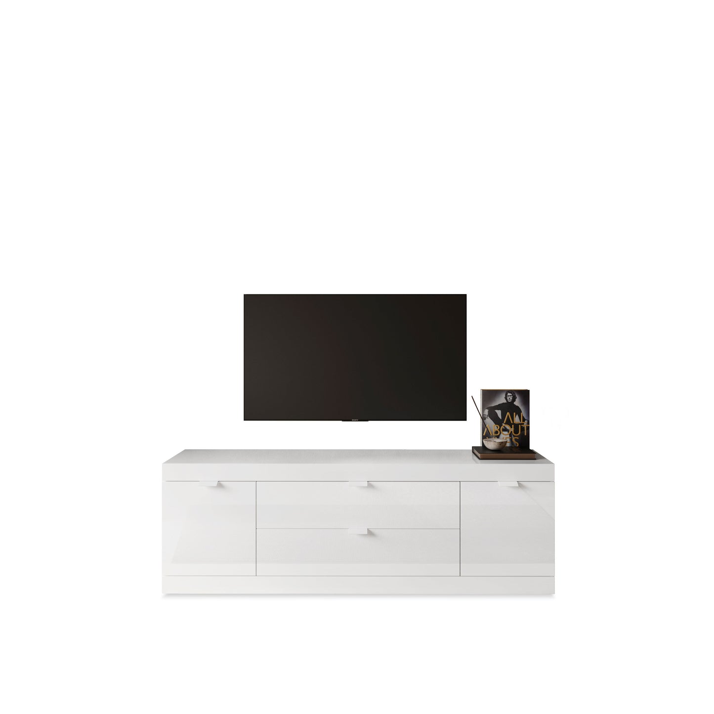 Valencia 2 Door 2 Drawer 180cm White Gloss TV Stand - FurniComp