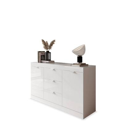 Valencia 2 Door 3 Drawer 135cm White Gloss Sideboard - FurniComp