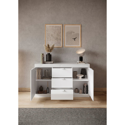 Valencia 2 Door 3 Drawer 135cm White Gloss Sideboard - FurniComp