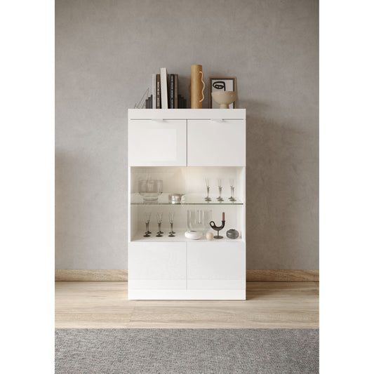 Valencia 2 Door 90cm White Gloss Glass Display Cabinet - FurniComp