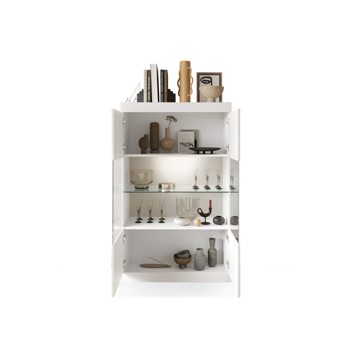 Valencia 2 Door 90cm White Gloss Glass Display Cabinet - FurniComp