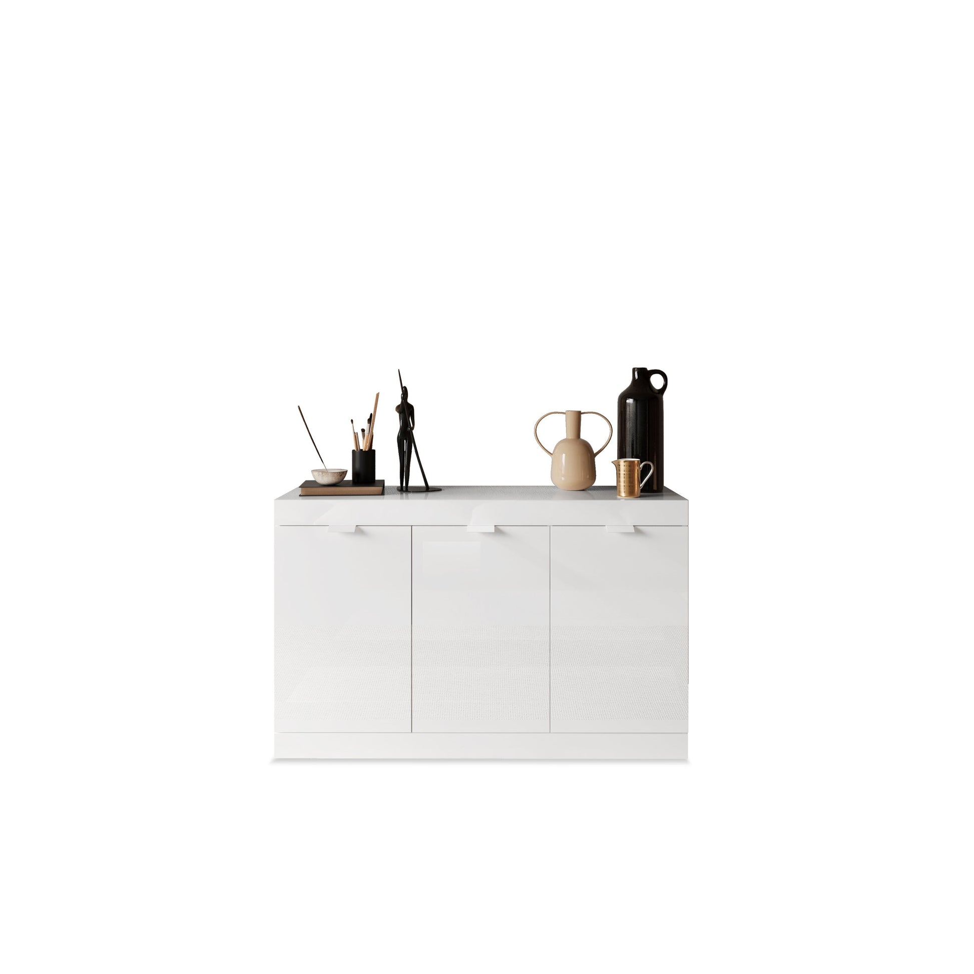 Valencia 3 Door 135cm White Gloss Sideboard - FurniComp