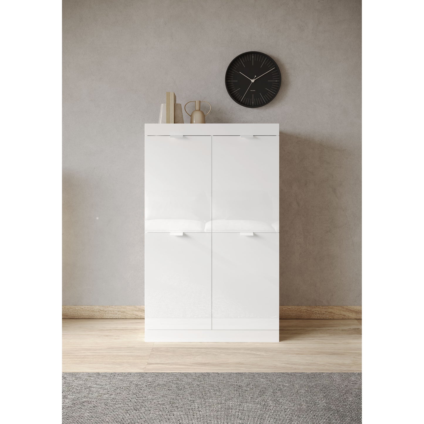 Valencia 4 Door 90cm White Gloss Tall Sideboard/Highboard - FurniComp