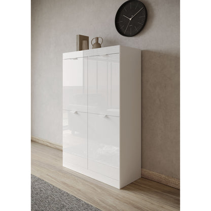 Valencia 4 Door 90cm White Gloss Tall Sideboard/Highboard - FurniComp