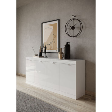 Valencia 4 Door 180cm White Gloss Sideboard - FurniComp