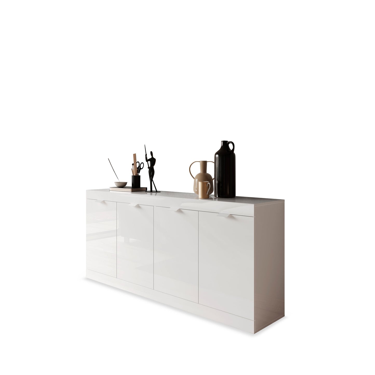 Valencia 4 Door 180cm White Gloss Sideboard - FurniComp