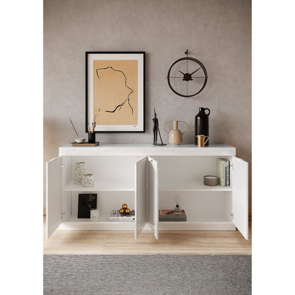 Valencia 4 Door 180cm White Gloss Sideboard - FurniComp