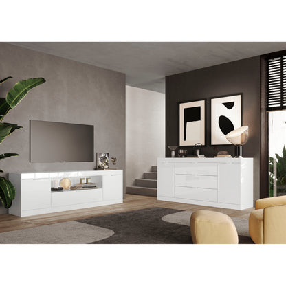 Valencia 2 Door 1 Drawer 180cm White Gloss TV Stand - FurniComp