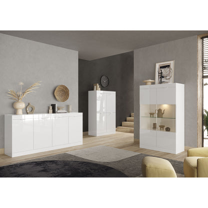 Valencia 4 Door 180cm White Gloss Sideboard - FurniComp