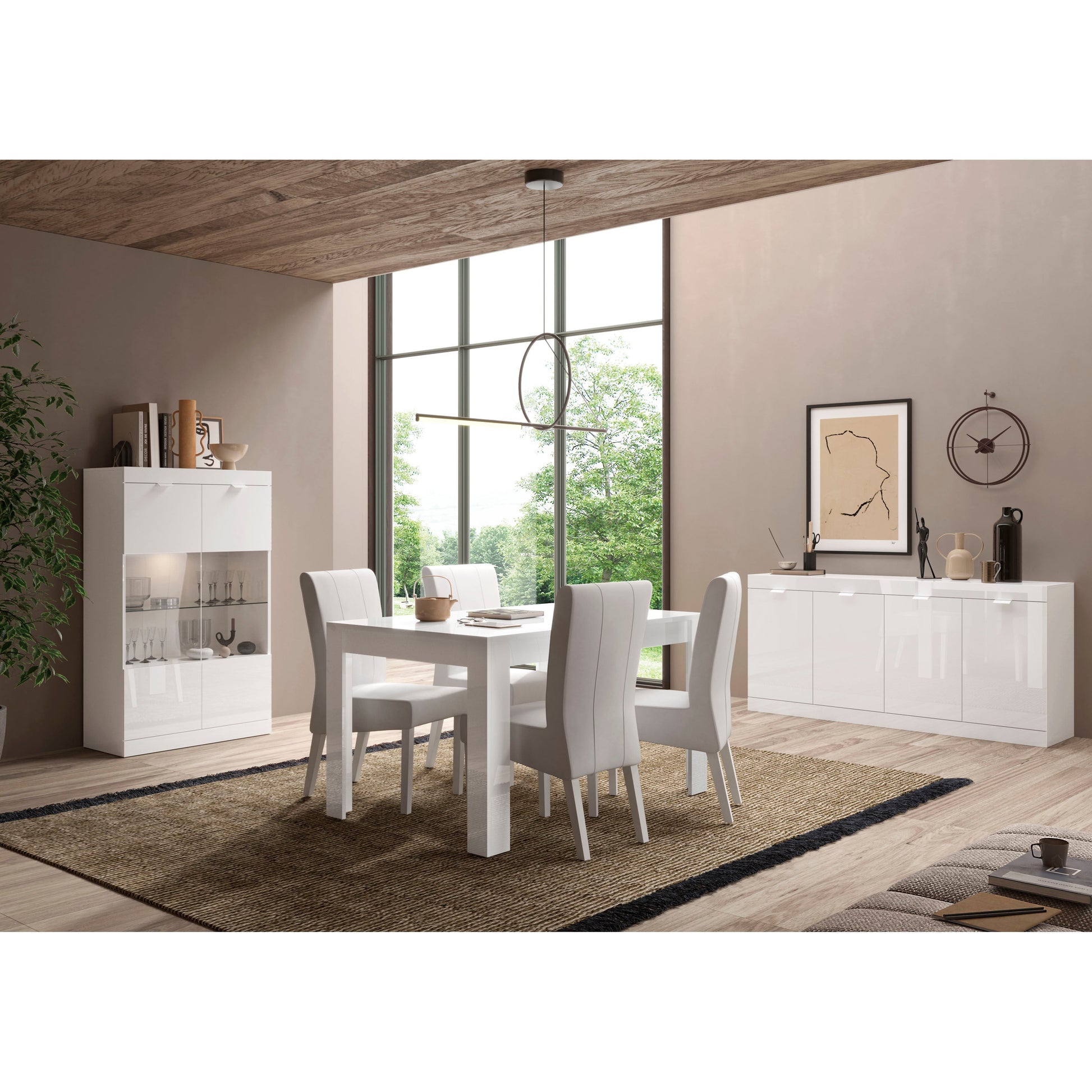 Valencia 3 Door 135cm White Gloss Sideboard - FurniComp