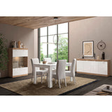 Valencia 3 Door 135cm White Gloss And Cadiz Oak Sideboard - FurniComp