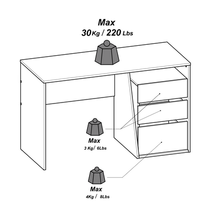 Valerie White and Oak Office Study Desk with Storage Drawers - FurniComp