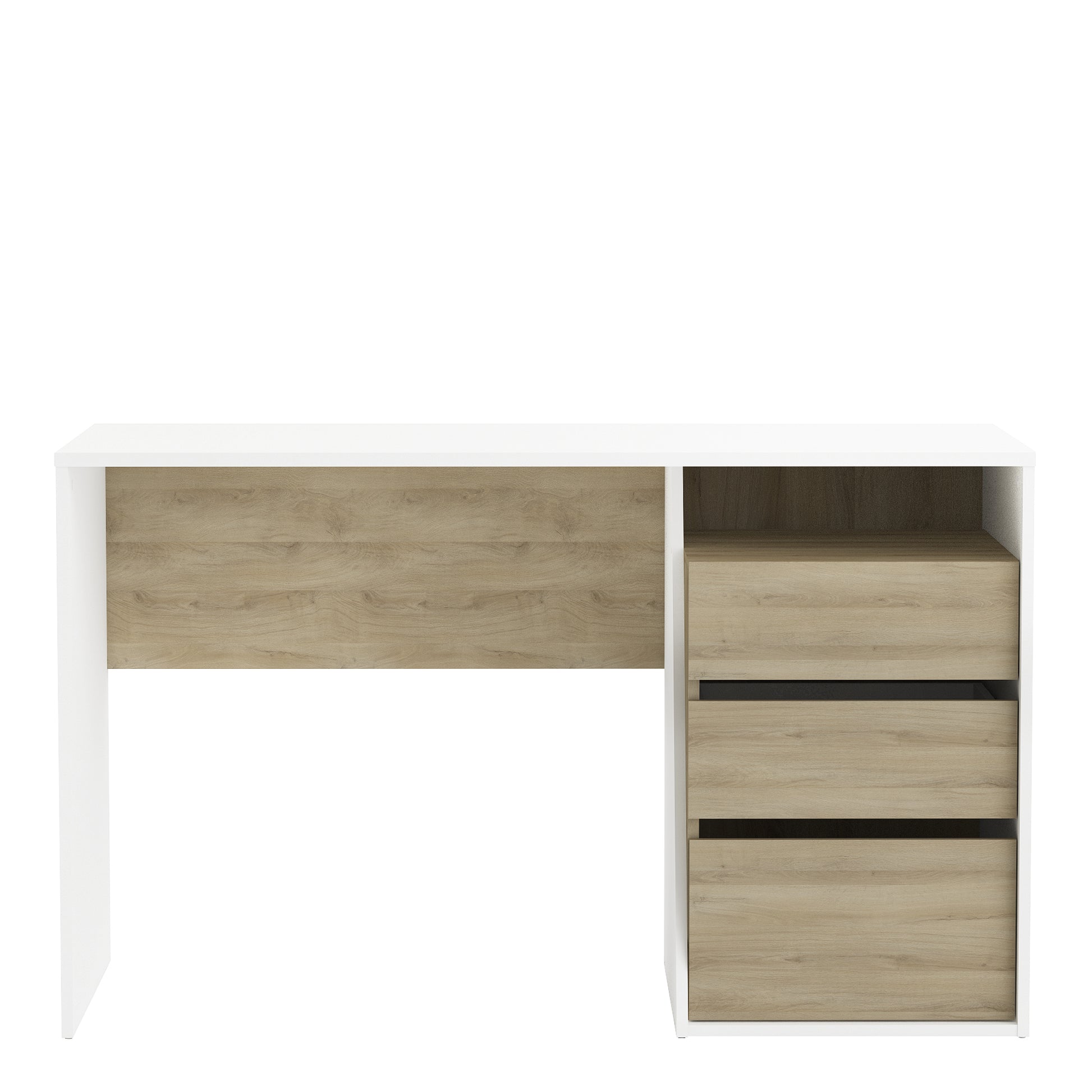 Valerie White and Oak Office Study Desk with Storage Drawers - FurniComp