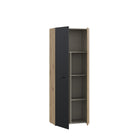 Variant Multipurpose Artisan Oak & Black Tall 2 Door Broom Utility Cupboard - FurniComp