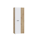 Variant Multipurpose Artisan Oak & White Tall 2 Door Broom Utility Cupboard - FurniComp