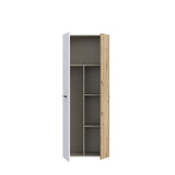 Variant Multipurpose Artisan Oak & White Tall 2 Door Broom Utility Cupboard - FurniComp