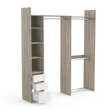 Veera 3 Drawer Extendable Open Corner Wardrobe with Shelves and Rail - Matt White & Oak - FurniComp