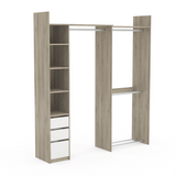 Veera 3 Drawer Extendable Open Corner Wardrobe with Shelves and Rail - Matt White & Oak - FurniComp