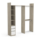 Veera 3 Drawer Extendable Open Corner Wardrobe with Shelves and Rail - Matt White & Oak - FurniComp