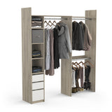 Veera 3 Drawer Extendable Open Corner Wardrobe with Shelves and Rail - Matt White & Oak - FurniComp