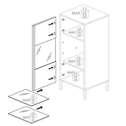 Venice 1 Door Grey and Mercure Oak Glass Display Cabinet - FurniComp