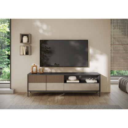 Venice 2 Door 1 Drawer Grey and Mercure Oak Large TV Stand - FurniComp