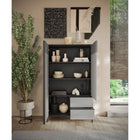 Venice 2 Door 2 Drawer Lead and Slate Grey Tall Sideboard/Highboard - FurniComp