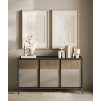 Venice 3 Door Grey and Mercure Oak Sideboard - FurniComp