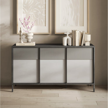 Venice 3 Door Lead and Slate Grey Sideboard - FurniComp