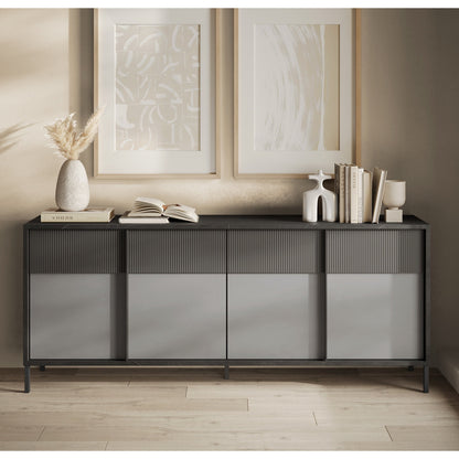 Venice 4 Door Lead and Slate Grey Large Sideboard - FurniComp