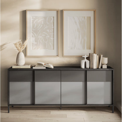 Venice 4 Door Lead and Slate Grey Large Sideboard - FurniComp