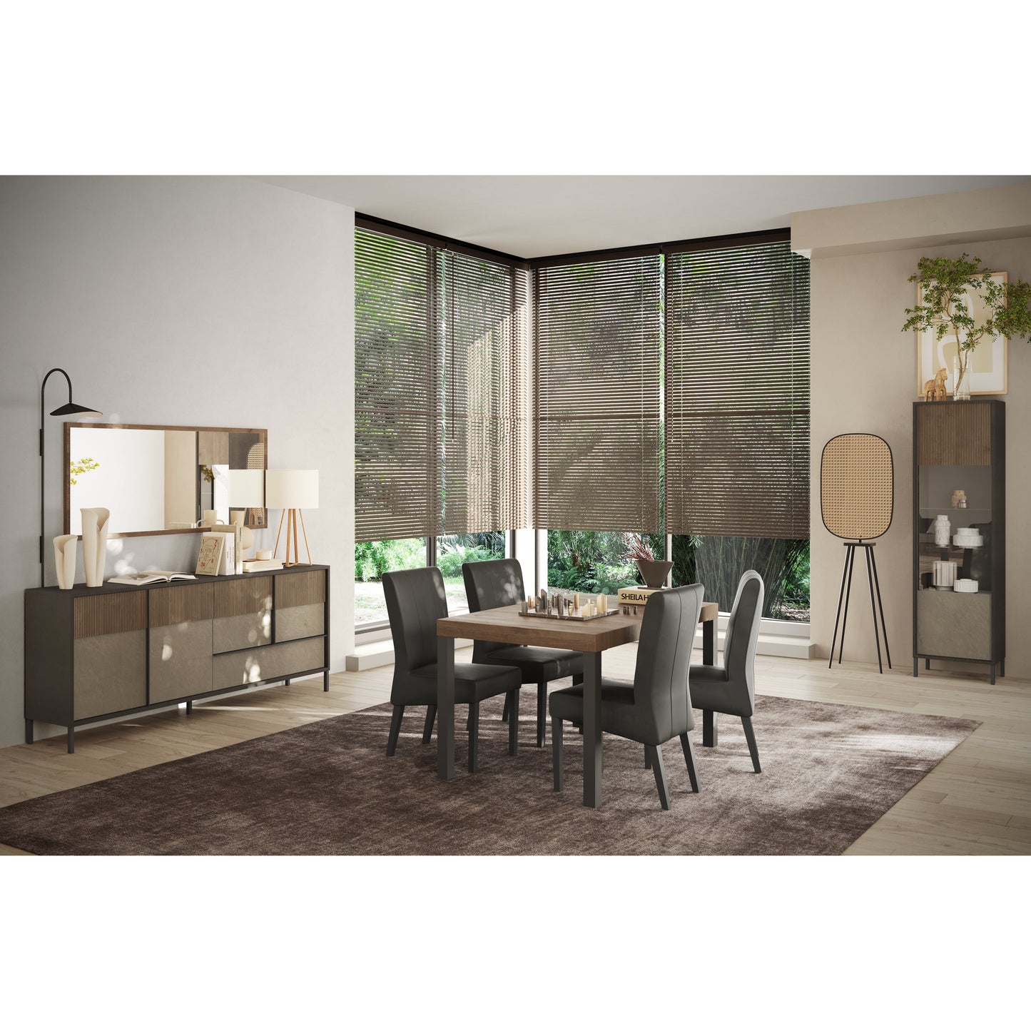 Venice 4 Door Grey and Mercure Oak Large Sideboard - FurniComp