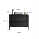 Verona Black Oak 2 Drawer 1050mm Free Standing Vanity Unit with Basin - FurniComp