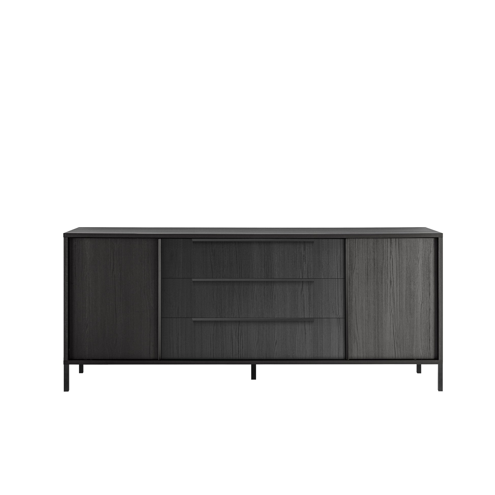 Verona 2 Door 3 Drawer 206cm Black Oak Large Sideboard - FurniComp