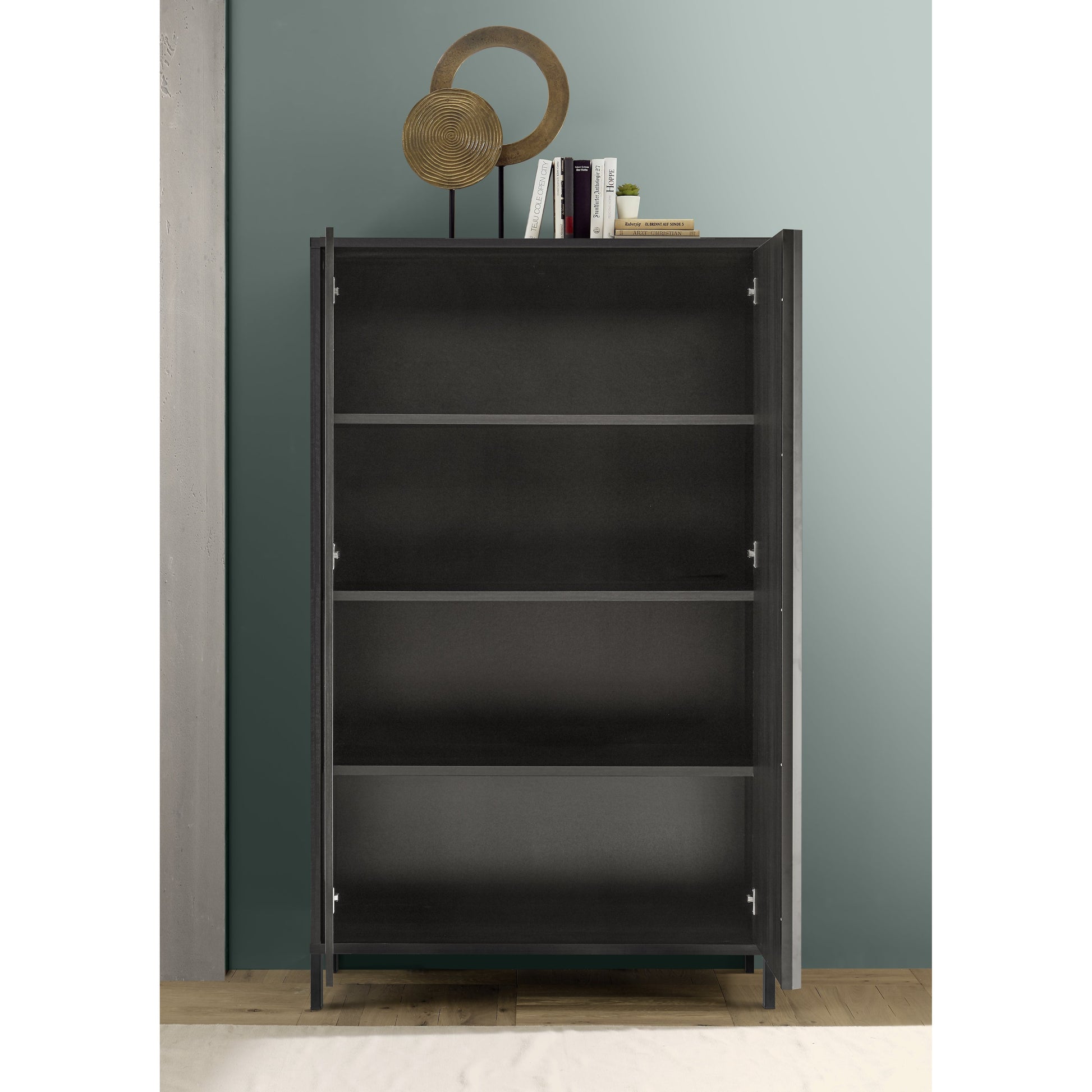 Verona 2 Door Black Oak Tall Sideboard/Highboard - FurniComp