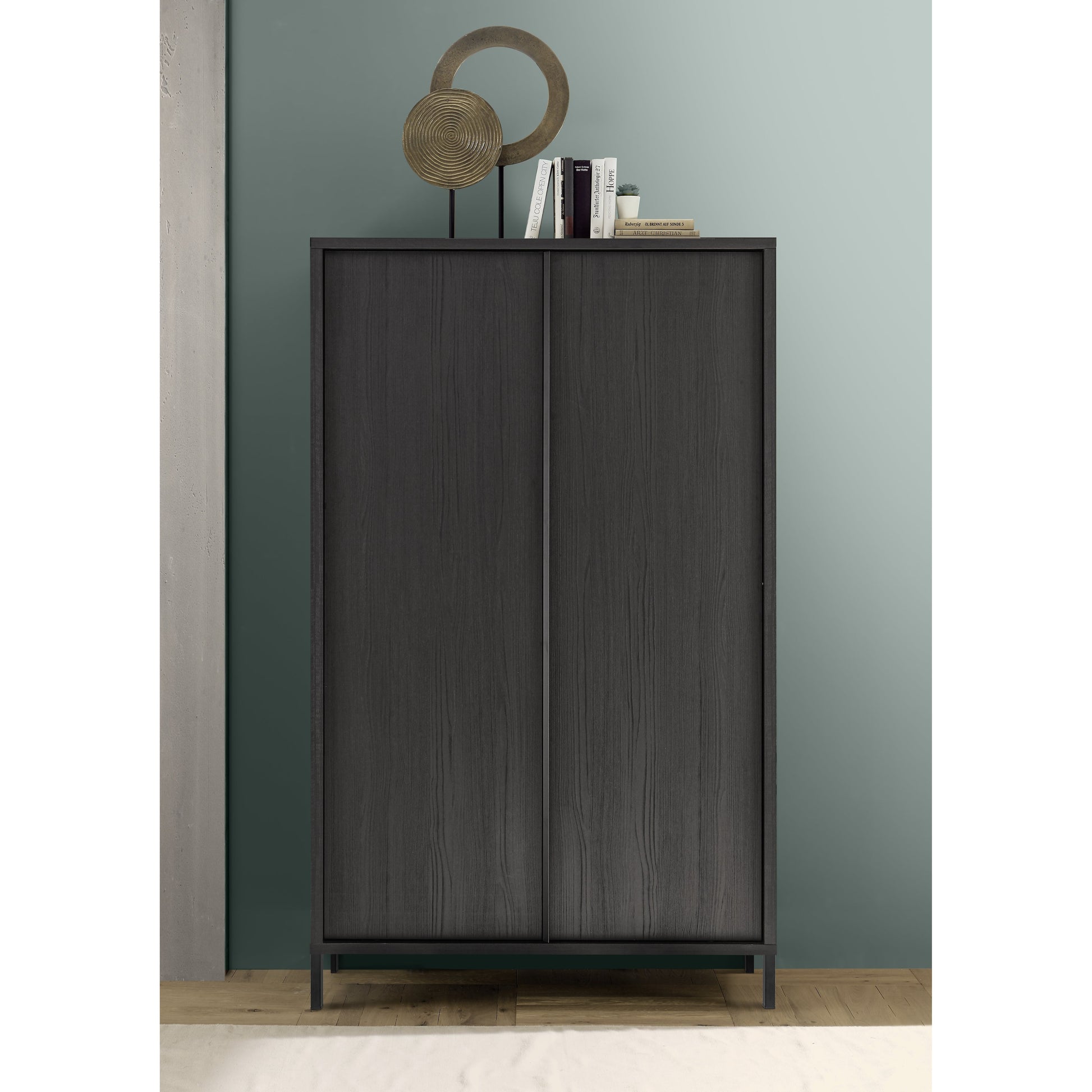 Verona 2 Door Black Oak Tall Sideboard/Highboard - FurniComp