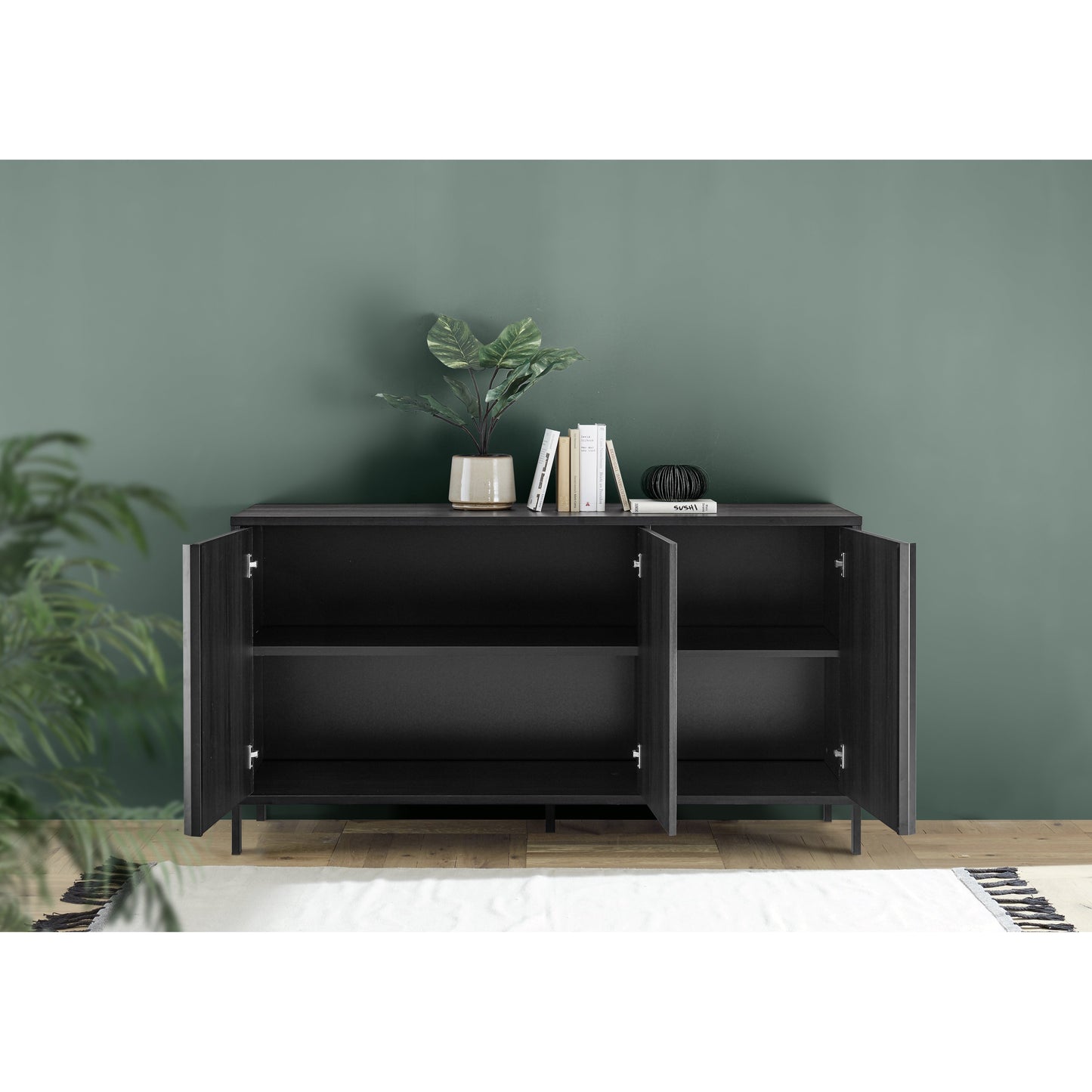 Verona 3 Door Black Oak 156cm Sideboard - FurniComp