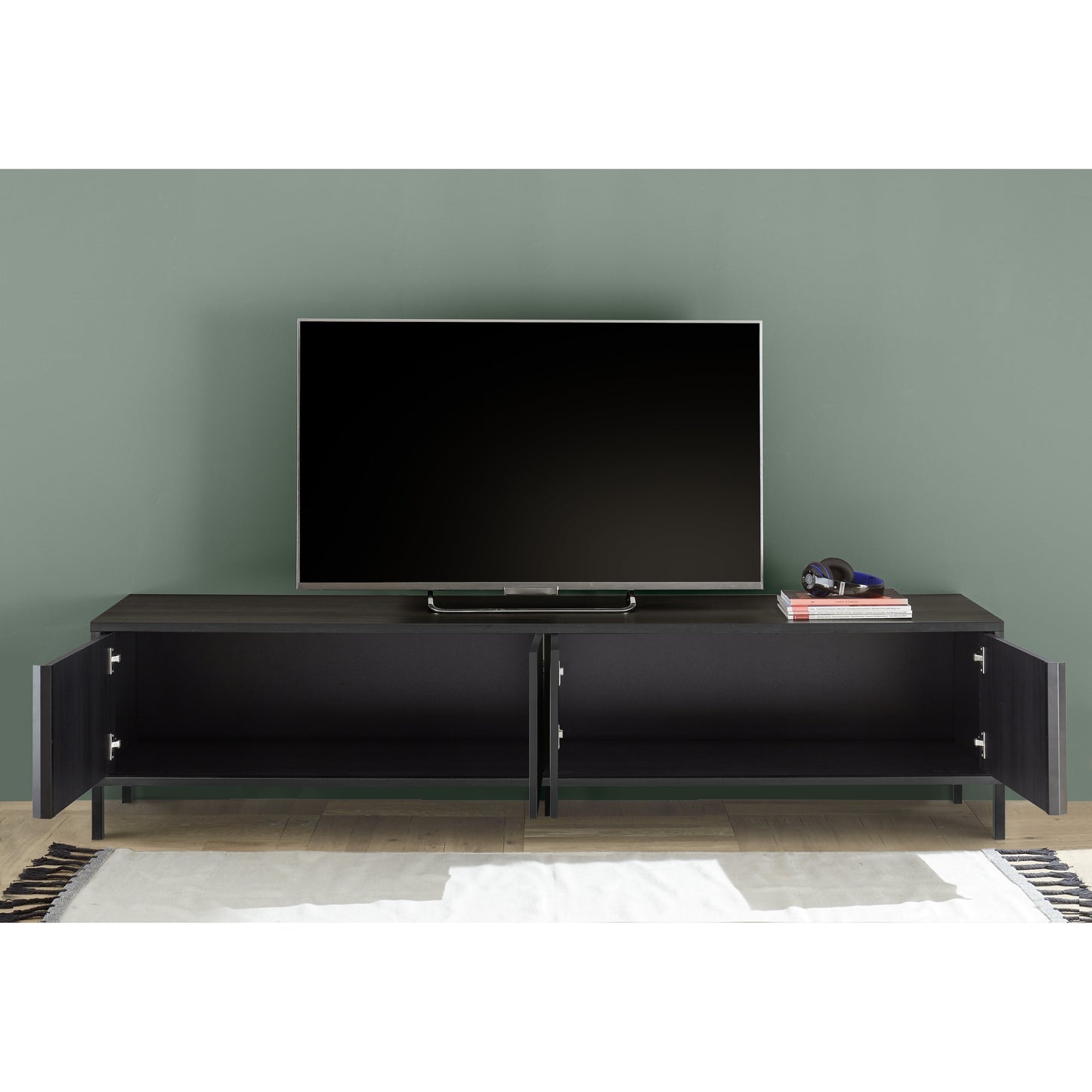 Verona 4 Door 206cm Black Oak Large TV Stand - FurniComp