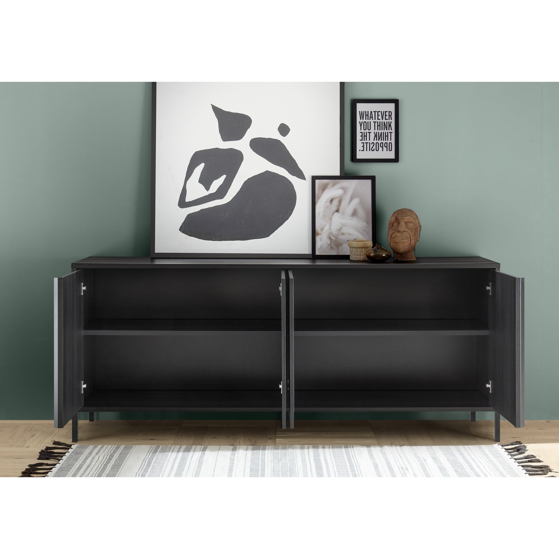 Verona 4 Door Black Oak 206cm Large Sideboard - FurniComp