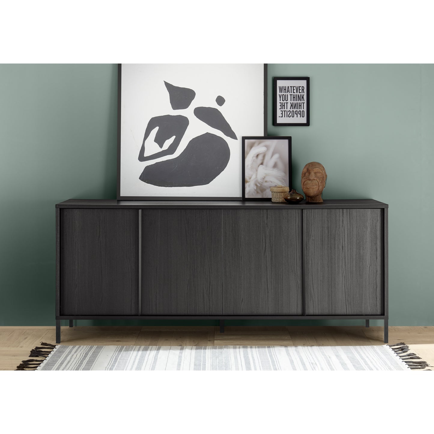 Verona 4 Door Black Oak 206cm Large Sideboard - FurniComp