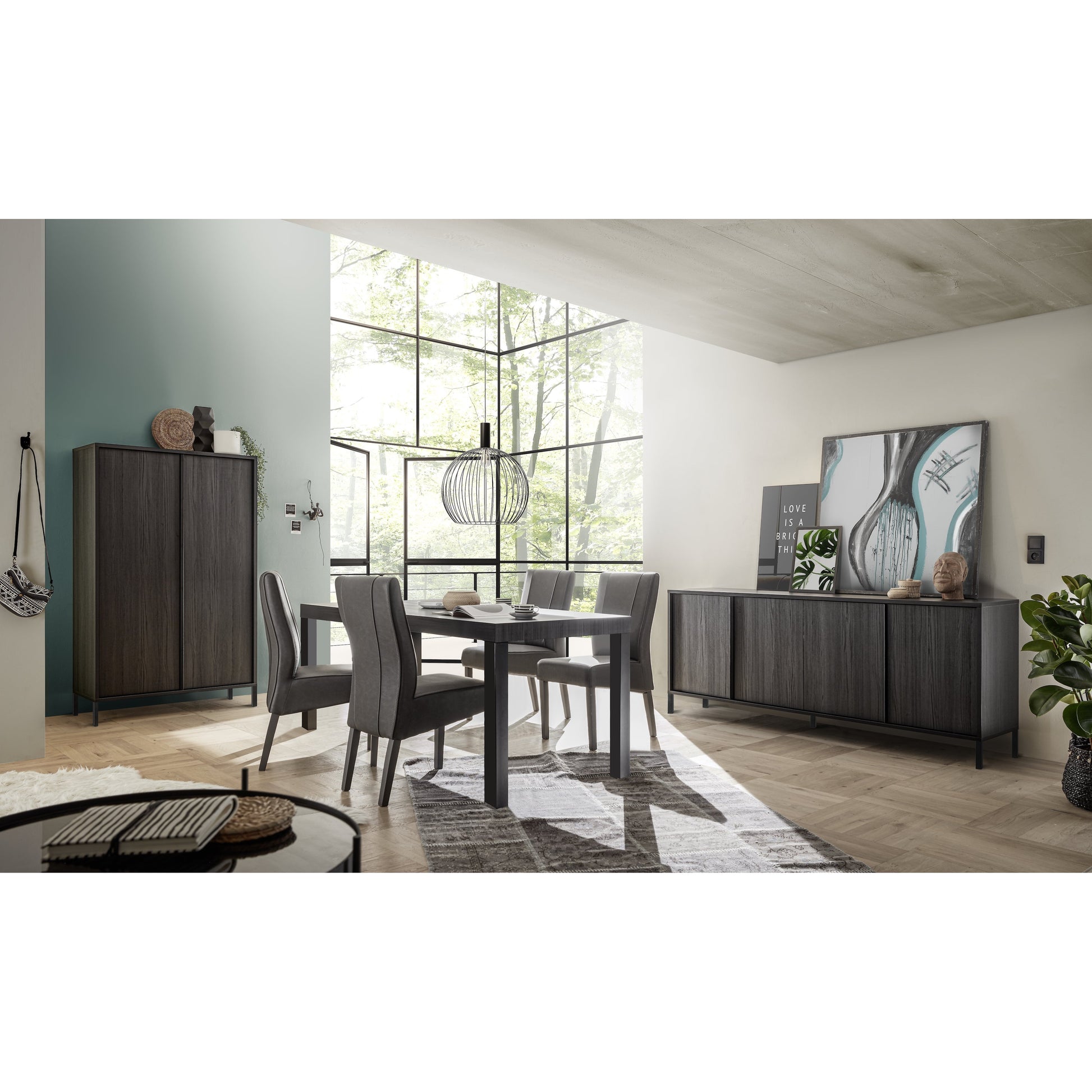 Verona 2 Door 3 Drawer 206cm Black Oak Large Sideboard - FurniComp